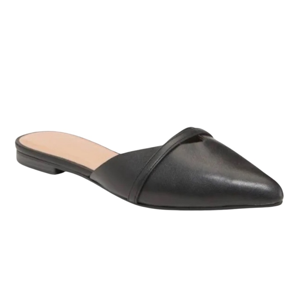 Women's Black Slip-On Flats Pointed Toe Mules